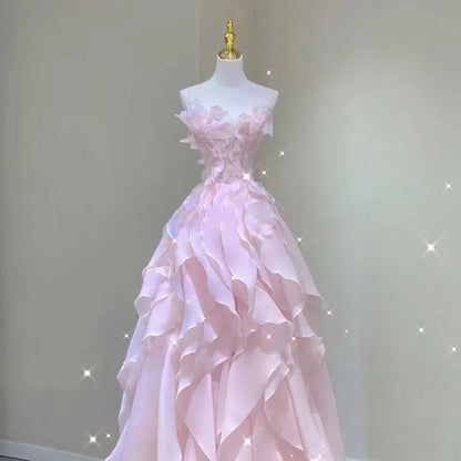 Pink Evening Dress Women's Light Luxury Banquet Toast Birthday Adult Badiee Stylez