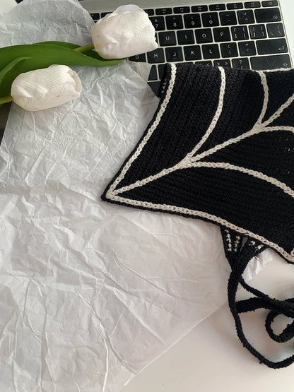 Halloween Costume Skeleton Ghost Bat Spider Web Personalized Knitted Crochet Headband Female Photo Photo Triangle Scarf Trendy Badiee Stylez