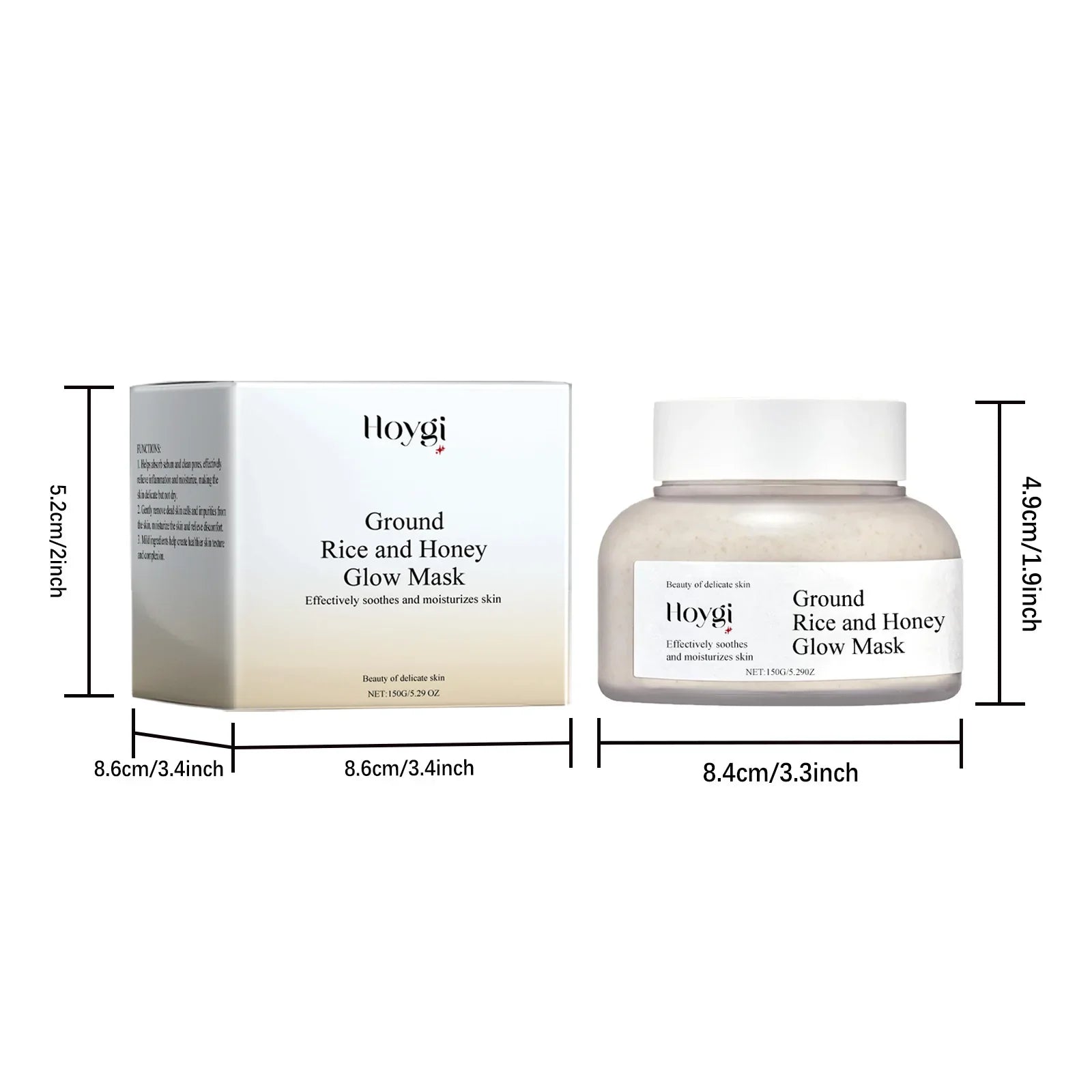 Rice & Honey Face Mask Moisturizing Fade Dark Spot Hydrating Repair Brightening Shrink Pore Hydrating Mask Glowing Skin Care