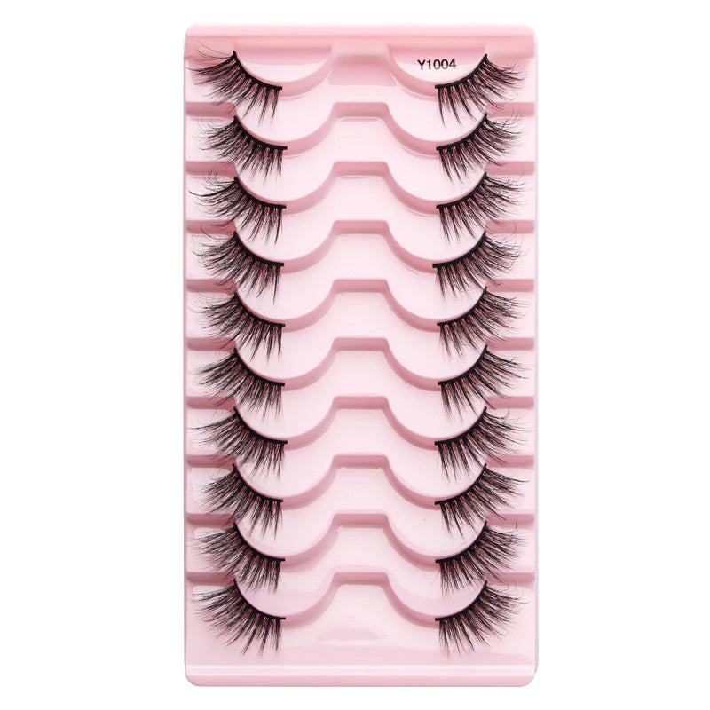 SHIDISHANGPIN 5/10Pairs False Lashes Cat Eye Eyelashes Eyelash Extension 3D Mink Half Lashes Natural Makeup faux Cils maquiagem 10 Pairs Y1004