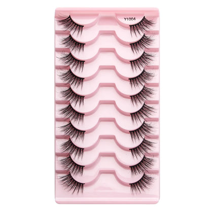 SHIDISHANGPIN 5/10Pairs False Lashes Cat Eye Eyelashes Eyelash Extension 3D Mink Half Lashes Natural Makeup faux Cils maquiagem 10 Pairs Y1004
