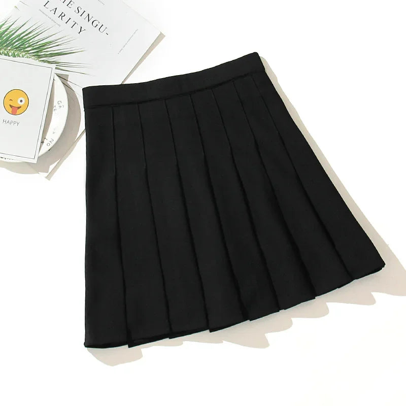 Black High Waist Mini Skirts Punk Pleated Vintage Skirt Gothic Streetwear Cross Print Pleated Women Skirts Lolita Harajuku Skirt 8714-3HS