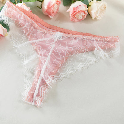 French Satin Lace Bra And Thong Set Sexy Ultrathint Lace Patchwork Lingerie Two Picec Sets Fancy Erotic Intimate Underwear Suit