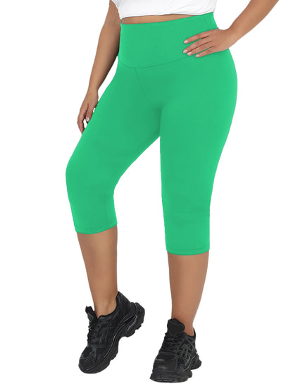 Plus Size Leggings for Women Super soft High Waisted Tummy Control Yoga Capri Pants No See Through Workout Running Leggings -12