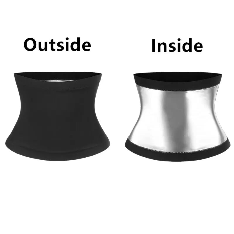 Waist Trimmer Unisex Belly Wrap Workout Sports Sweat Band Abdominal Trainer Weight Loss Body Shaper Tummy Control Slimming Belt Black with silver L-XL