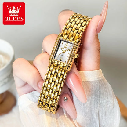 OLEVS 3700 Elegant Original Women Watches Quartz Watch Diamond Watch For Woman Square Watch Ladies Gifts New Reloj Mujer