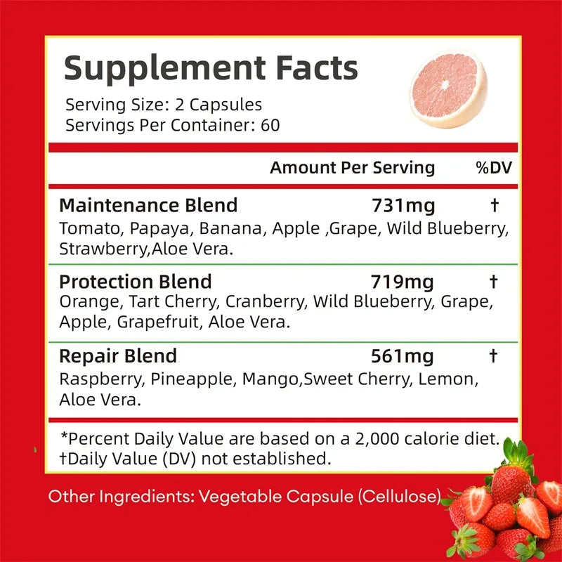 Fruit Capsules Vitamin Supplements Vegetarianism Help Boost Immunity Improve Gastrointestinal Function