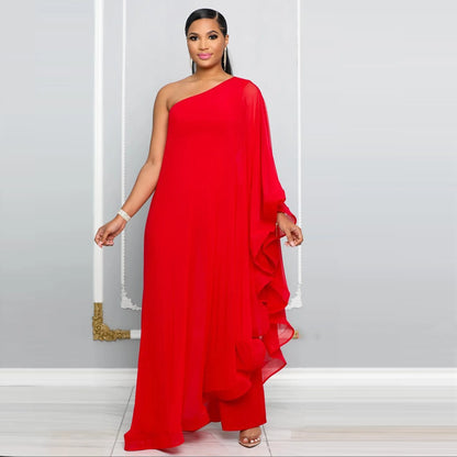 Women One Shoulder Jumpsuit Ruffle Long Sleeve Elegant Solid Aysmmetric Fashion Autumn Rompers Casual Party Club Jumpsuits 2024 Badiee Stylez