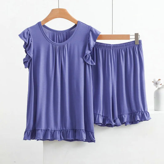XL-8XL Plus Size Modal New Sleeveless Tops Ladies' Pajamas And Shorts Summer Women's Sleepwear Pyjamas Femme Nightwear Suit