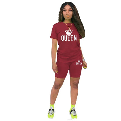 Summer Womens Tracksuit Queen Printing  T-Shirt+Shorts 2 Piece Sets Fashion Casual Sportswear Clothing Luxury Jogging Short Suit Badiee Stylez