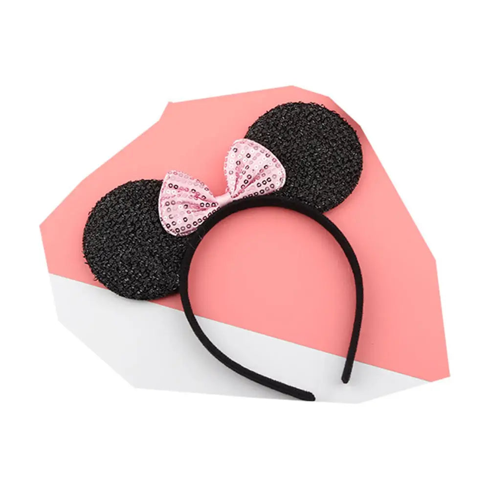 Knot Accessories Minnie Hairbands Favors Mom Lovely Ears Kids Mickey Headbands Hair Boys Party Sequin Baby Birthday Bows Girls Pink 2
