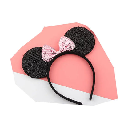 Knot Accessories Minnie Hairbands Favors Mom Lovely Ears Kids Mickey Headbands Hair Boys Party Sequin Baby Birthday Bows Girls Pink 2