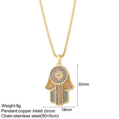 Heart Evil Blue Eye Sun Necklace for Women Cute Dog Bee Elephant Gold Color Pendant Woman's Collars Long Stainless Steel Chains NK008G4AC220002G5