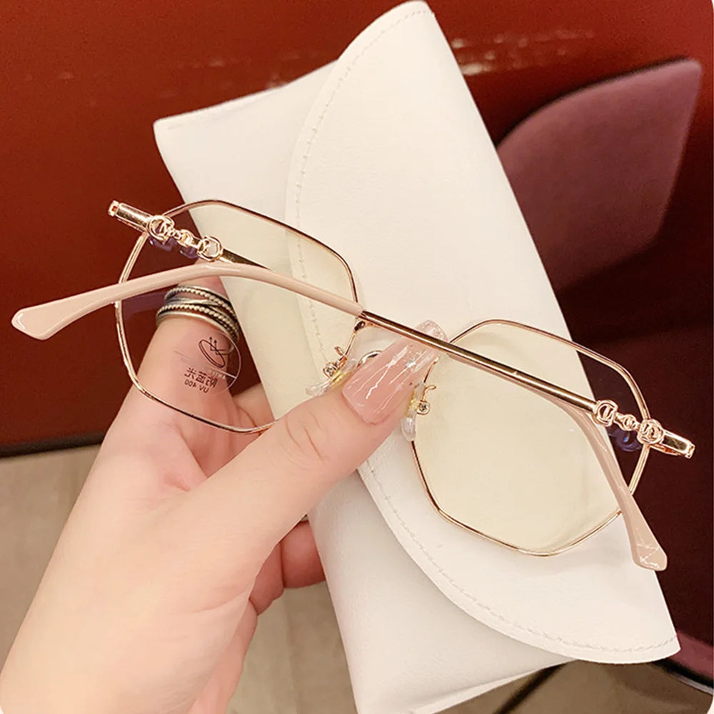 Hot Sale Rose Gold Square Glasses High Quality Anti-Blue Light Flat Glasses HD Durable Transparent Lens Eyewear Fast Shipping