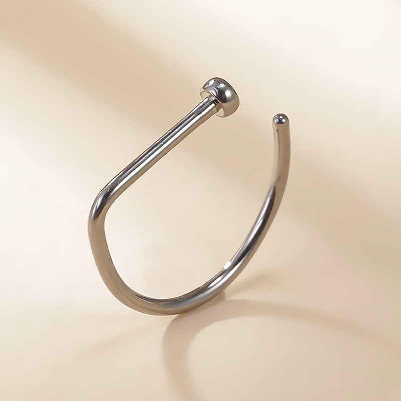 ASTM F136 Titanium PIERC D Shape Nose Ring Nostril Piercing Hoop Septum Rings Bar Pin Nose Lip Studs Body Jewelry Wholesale Badiee Stylez