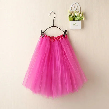 Women Summer Vintage Tulle Skirt Adult Fancy Ballet Dancewear Party Costume Ball Gown Mini Skirt rose red One Size