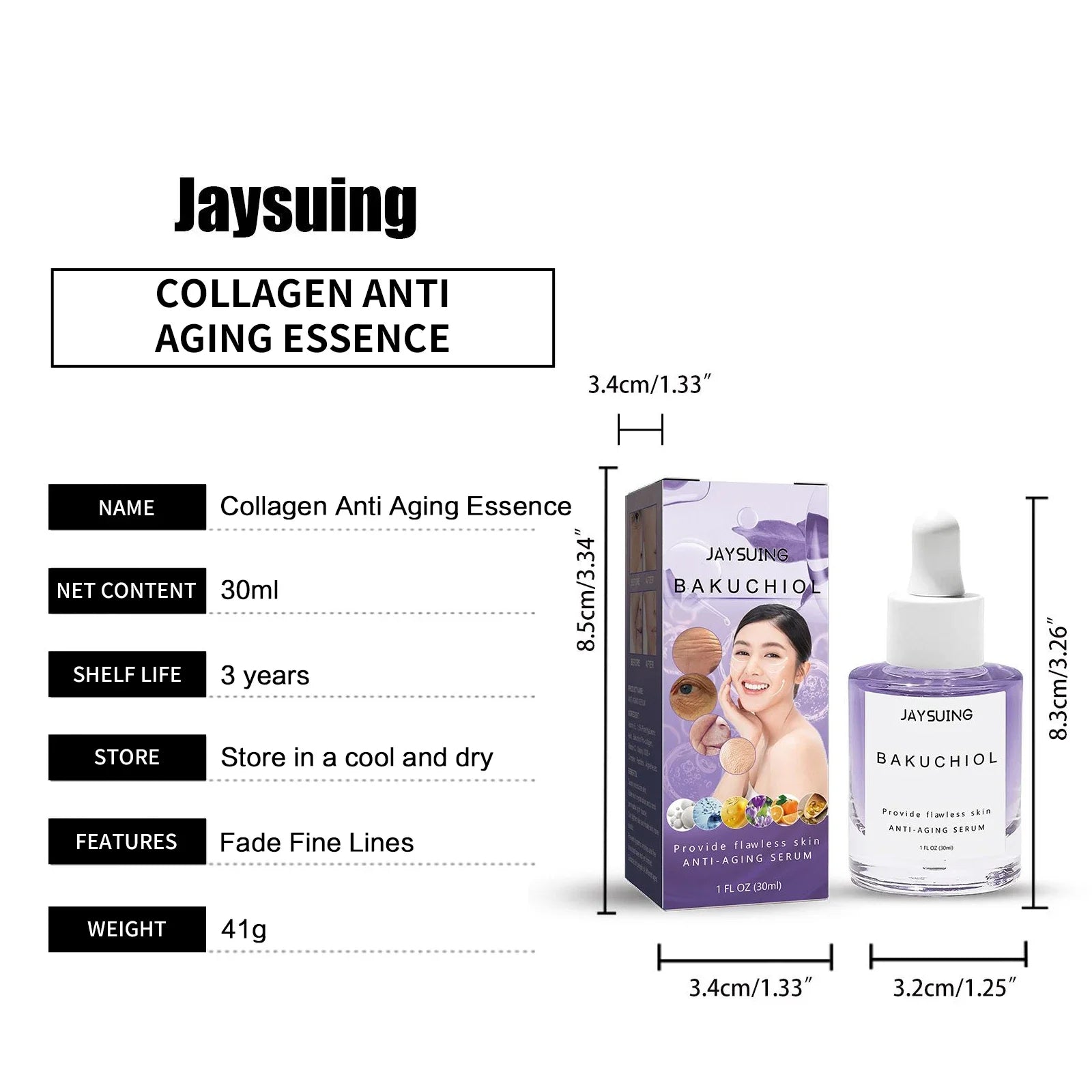 Collagen Remove Wrinkle Face Serum Lift Firming Anti Aging Fade Fine Lines Whitening Brightening Moisturizer Skin Care Cosmetics