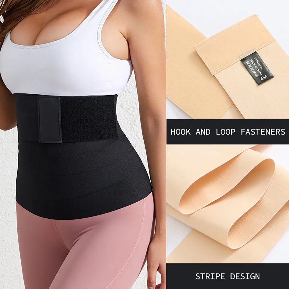 Women Hook and Loop Abdominal Slimming Bandages with Elastic Wrap Daily Use and Effective for Post-Gym Maternity Supplies
