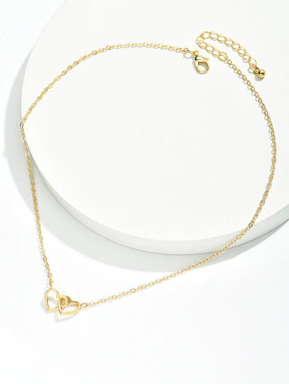 Tiny Cute Double Hollow Heart Chain Necklace Women Fashion Love Necklace Valentine's Day Jewelry for Women Badiee Stylez
