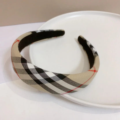 Classic Elegant Double Layer Korean Style Striped Plaid Hairband Hair Accessories For Women