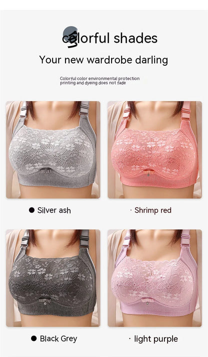 Women Large Size Bustier Underwear Women Thin Non-steel Ring Brassiere Mum Gathering Top Support Bra Mother Comfortable Brassier