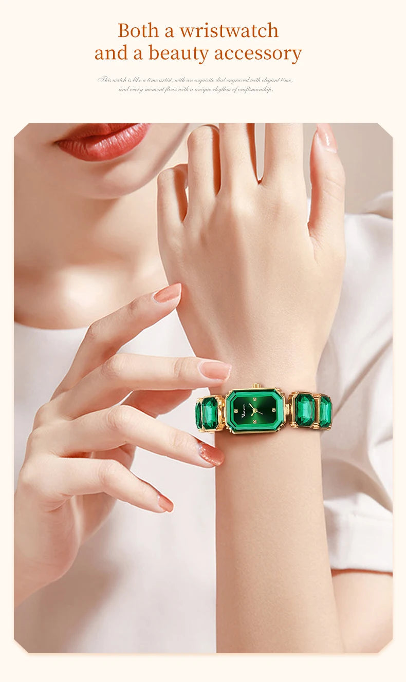 1PC Luxury Women's Watch Fashion Stainless Steel Gold Gorgeous Water Diamond Square Quartz Movement Gift Wrist Watches for Women Badiee Stylez