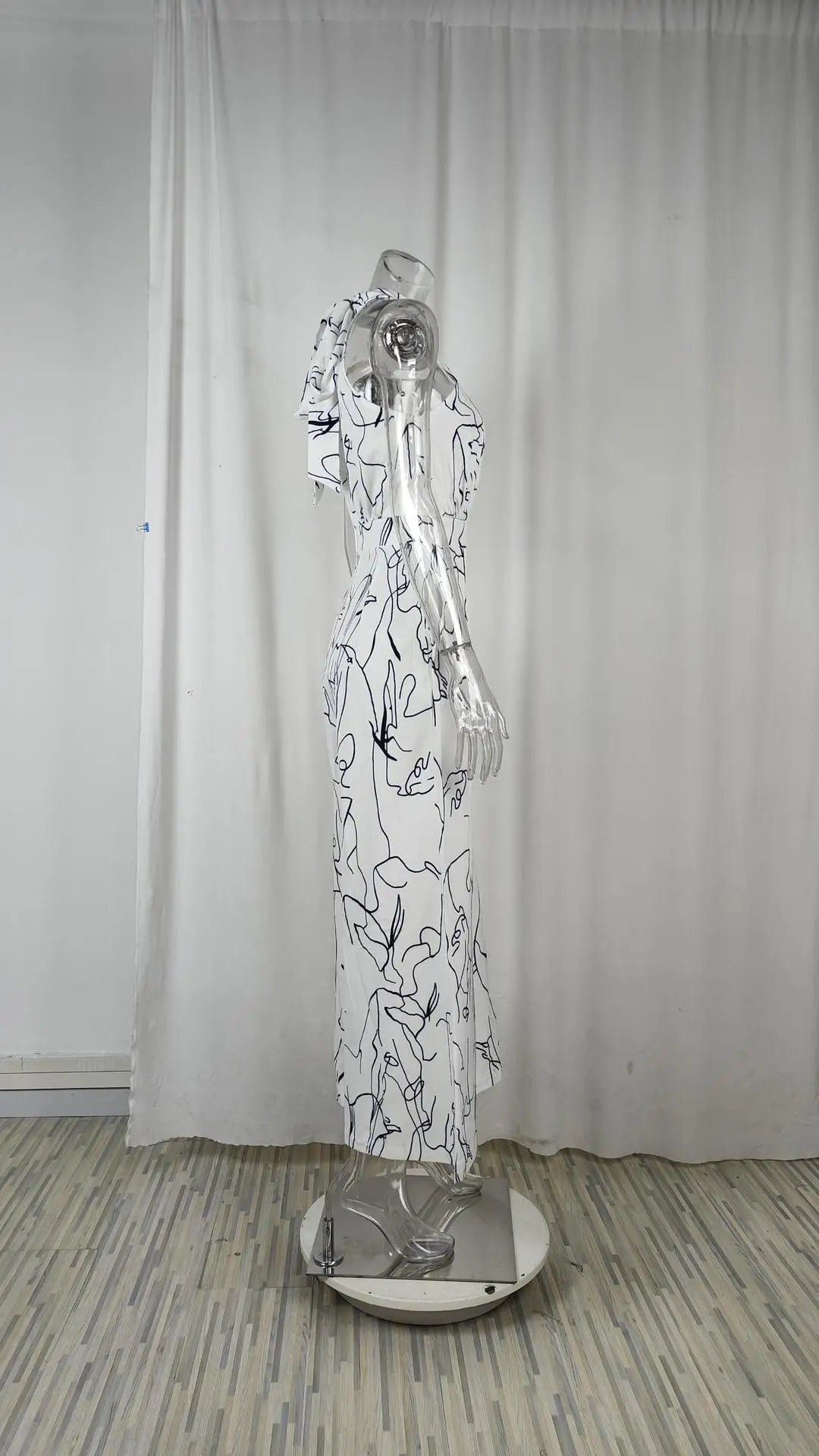 Women's 2025 Off-Shoulder Jumpsuit Flare Wide Leg Romper Artistic Print Lace-up High Waist Vacation Street Style Light Social Badiee Stylez