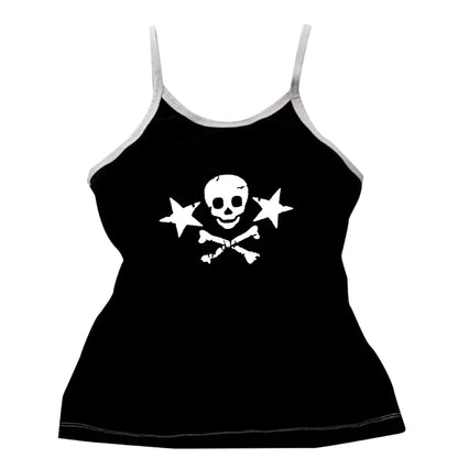 Y2k Shorts Skull Print Streetwear Gothic Graphic Camis Summer Vintage Hip Hop Sleeveless EGirl Dark Punk Sexy Harajuku Crop Top Bai 7