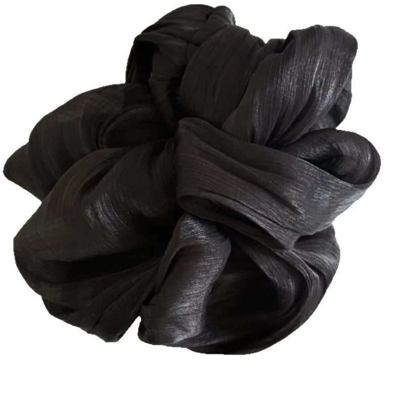 Fashion Vintage Glossy Chiffon Gauze Hair Scrunchies Women Elegant Large Elastic Hair Bands Bright Solid Ponytail Hair Ties Rope