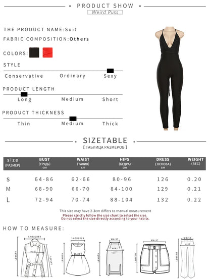 Weird Puss Hipster Fitness Jumpsuit Women Backless Sleeveless Deep v-Neck Cross Bandage Skinny Stretch Workout Sporty Streetwear