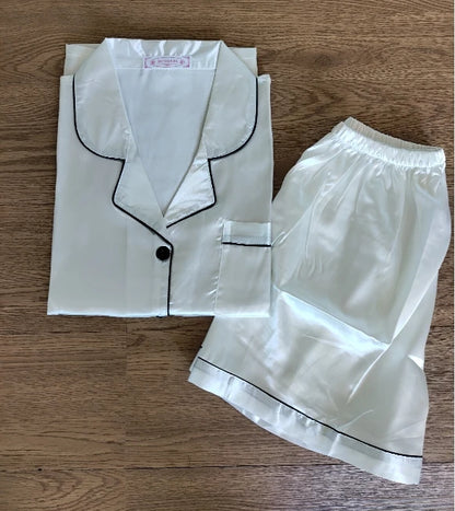BPersonalised Satin Sleep Shorts Bridesmaid Pyjamas Set Matching Bridesmaid Proposal Gift Her For Women Silk Sleepwear Pajamas WHITE