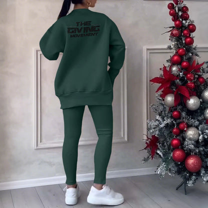 Women Two Piece Set Irregular Sweatshirt Long Sleeved Pullover Top Trouser Pants Set Autumn Winter Lady Solid Loose Outfits M L