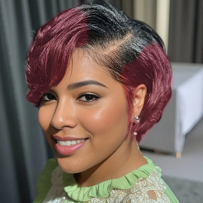 13x4 lace 1b99 1b4 black color short straight 8inch 150% density pixie cut human hair wig daily party mother's day gift wig 1b99 United States 8inches|150%