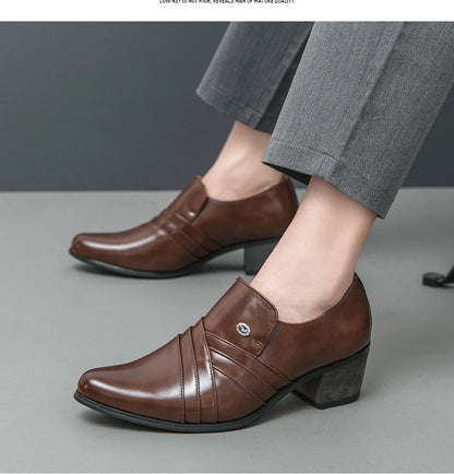 Men Formal Oxford Shoes Casual Business Office Party Loafers Men's High Heels Shoes Classic Men Shoes PU Leather Dress Shoes