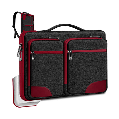Slim Laptop Case 15-16 Inch Spill-Resistant Handbag Briefcase for Most Popular 15.6 Inch Notebooks - Sleeve Protection Black Red