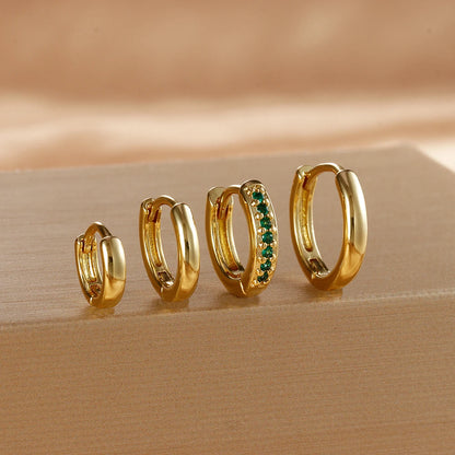 4PCS Set Stainless Steel Huggie Minimal Hoop Earrings 6/8/10mm Crystal Zirconia Helix Tragus Cartilage Earrings Piercing Jewelry Badiee Stylez