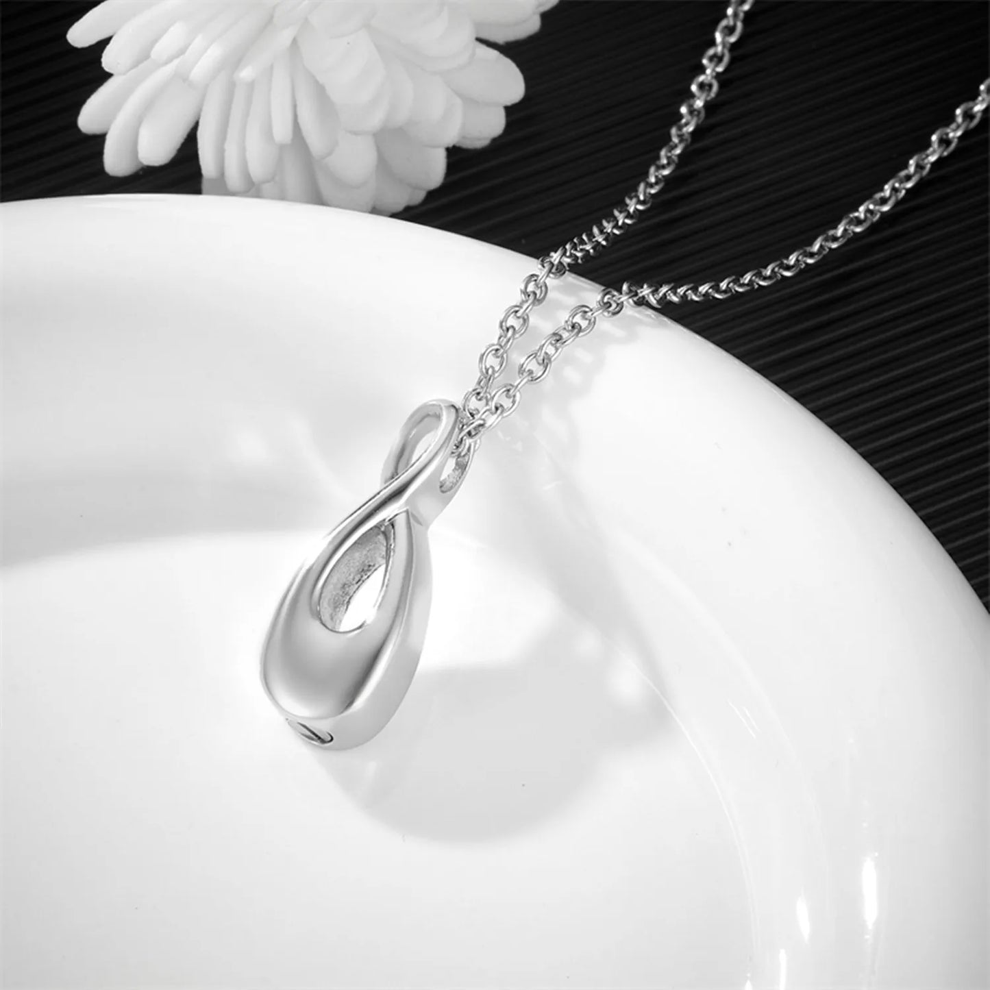 "Eternal Infinity Loop" Ashes Urn Pendant - Stainless Steel Cremation Jewelry for Human Ash Memorial Badiee Stylez