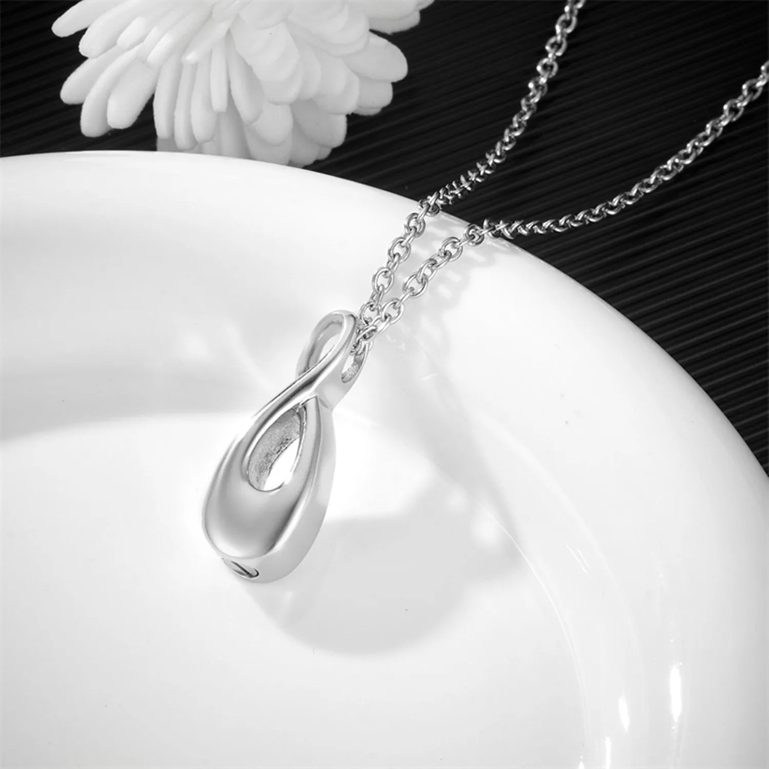"Eternal Infinity Loop" Ashes Urn Pendant - Stainless Steel Cremation Jewelry for Human Ash Memorial Badiee Stylez