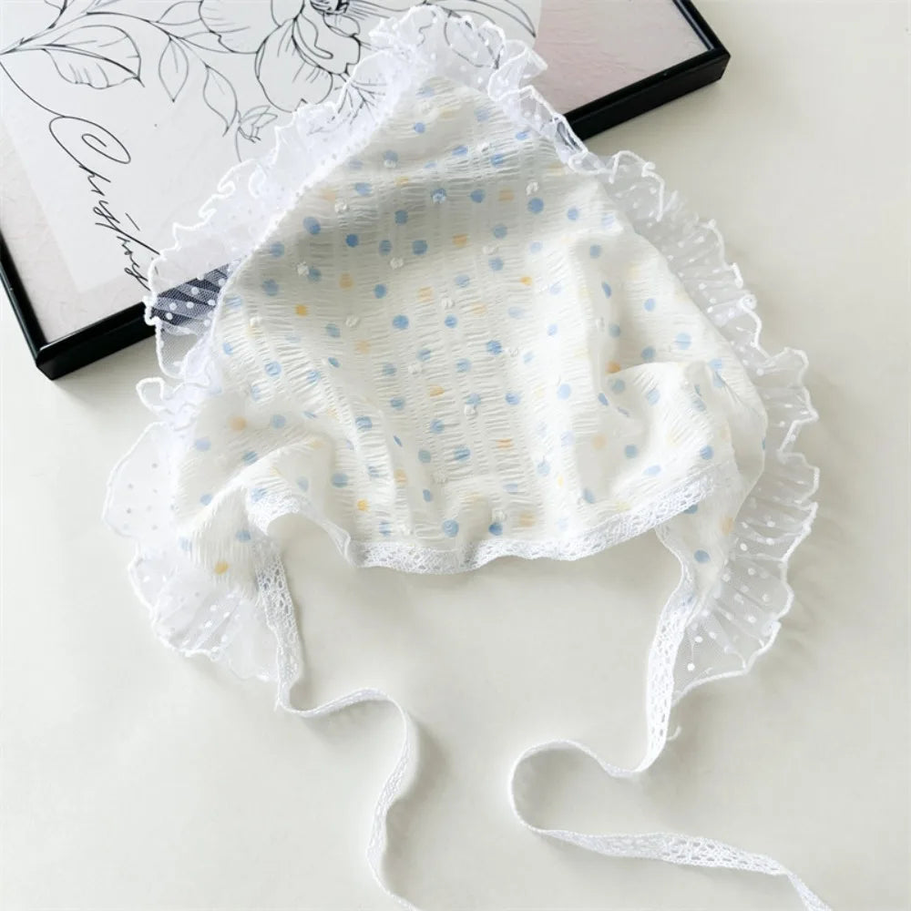 French Pastoral Style Triangle Triangle Headband Fiber Handmade Flower Headscarf Flower Lace Turban Hair Accessories Beach 05