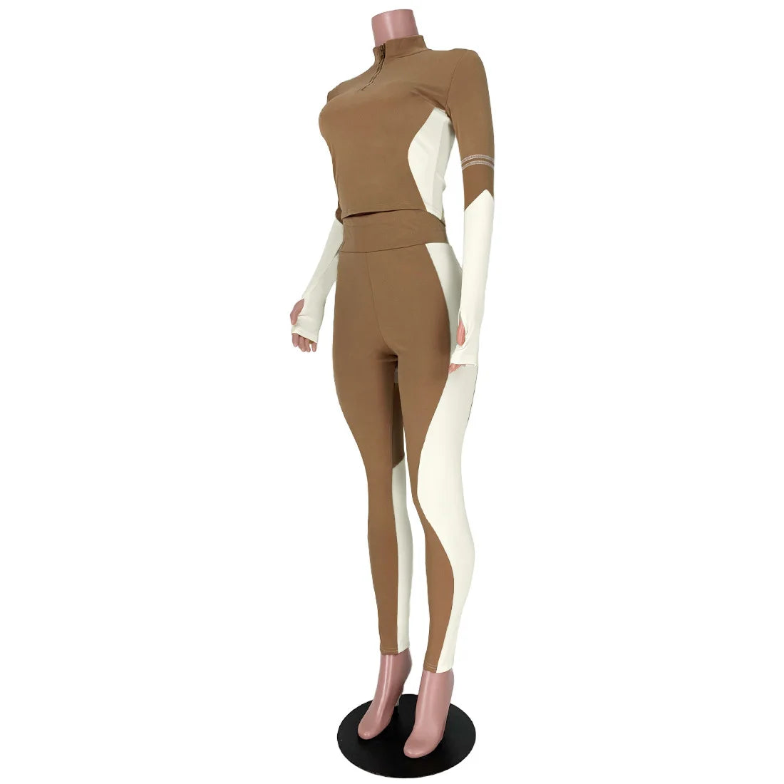 Y2K Color Matching Women'S Set Sweatsuit Two Piece Outfits Ladies' Standing Collar Sports Suit Slim Fit Long Sleeved Long Pants Badiee Stylez