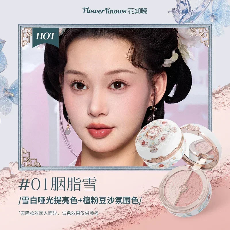 Flower Knows Blusher Butterfly Cloud Collar Collection Rouge Box Duo Blush For Dark Skin Peach Makeup For Cheeks Matte Finish 01