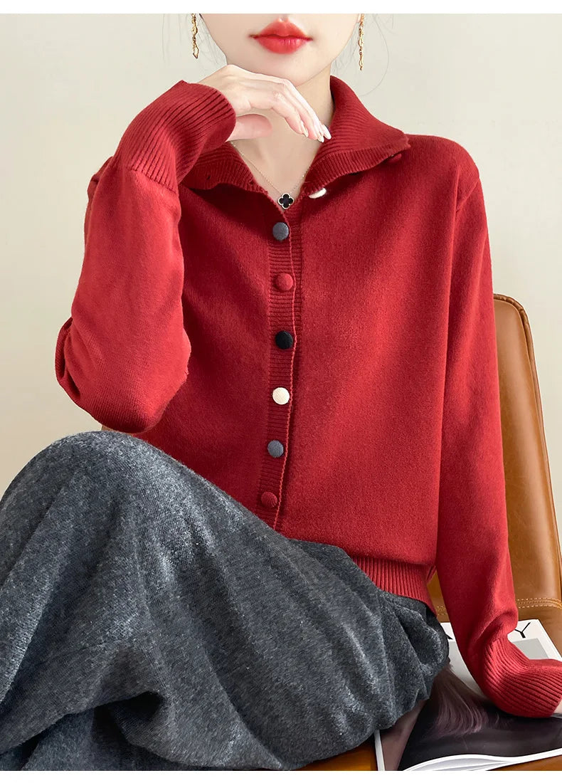 2024 New Cashmere Cardigan Women Long Sleeve Sweaters Cashmere Cardigan Autumn Winter Women Knitwear Fashion Coat
