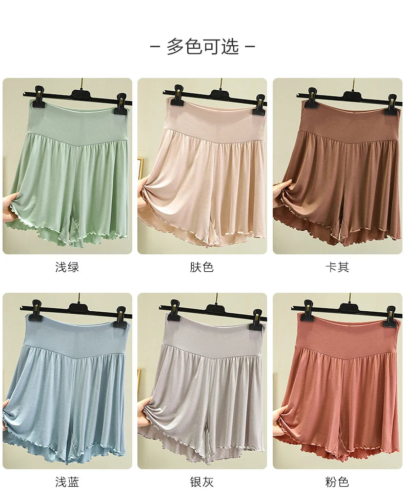 Modal Summer Shorts Sleep Bottoms Women Pure Color Casual Sleepwear Pants 2023 Loose Short Home Wide Leg Pants