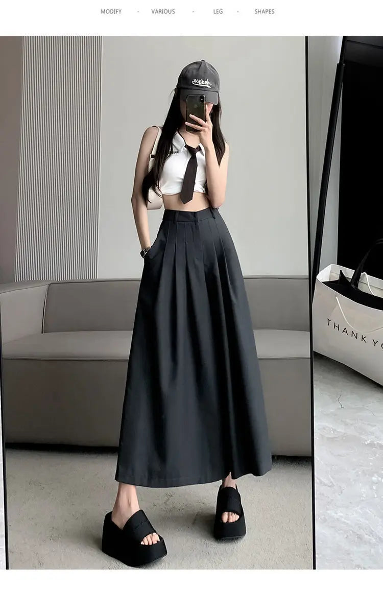 Irregular suit, pants, skirt, female 2024, short, loose, wide leg, big swing pants, high waist, slimming, pleated casual pants Badiee Stylez