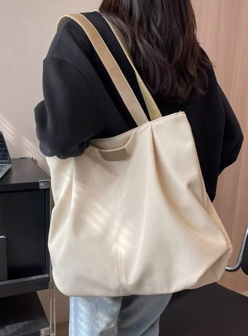 Casual Women's Bag New Large Capacity Canvas Tote Bag Lightweight Women Shoulder Bags Simple Style Female Handbags HJ8396