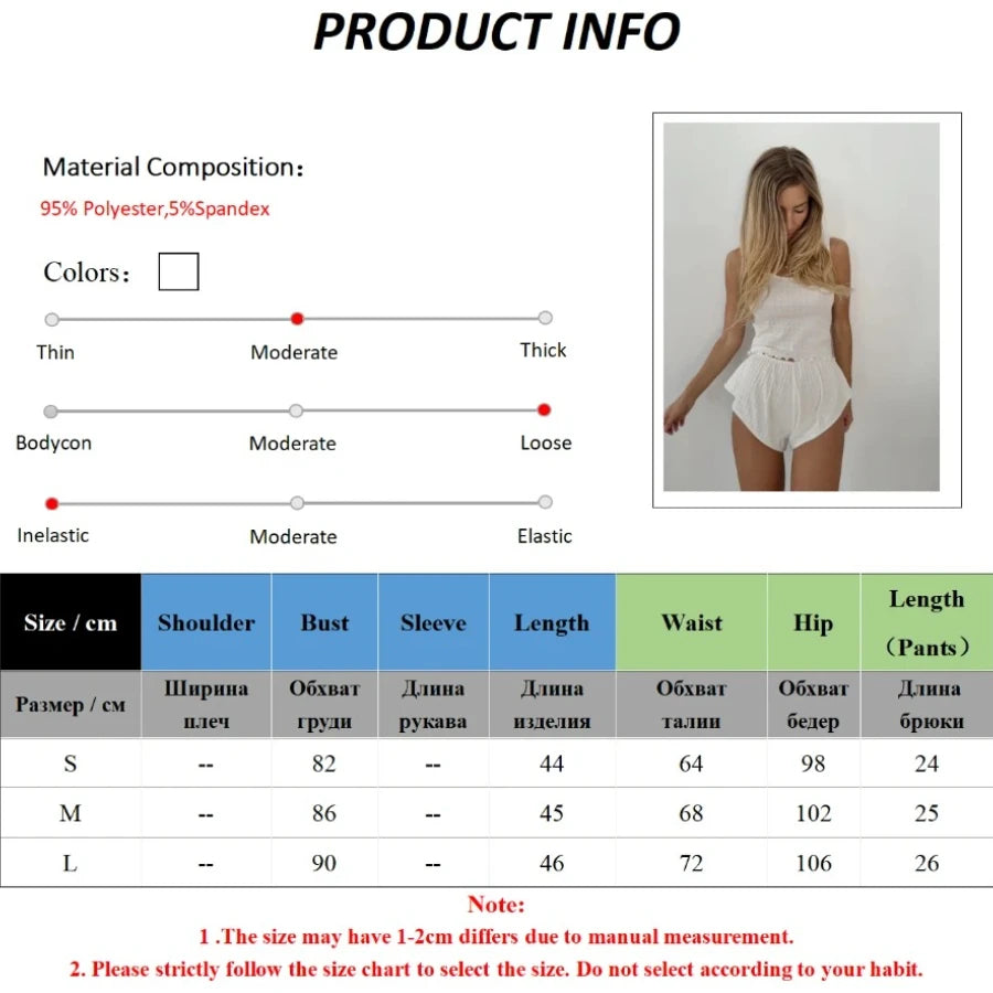 Muzuleva Summer New Women's Jacquard Cami Shorts Pajama Set Hollow Out Sleepwear Comfortable Loungewear For Women