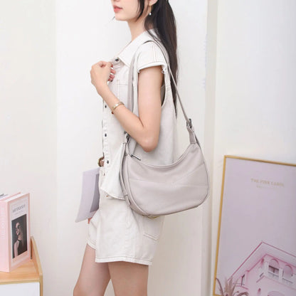 2025 Top-Grain Leather Crossbody Bag for Women Spacious Convertible Shoulder Purse, Commuter Organizer Fits Laptop Rice White 26 x 10 x 20 cm