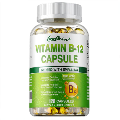 Vitamin B12 Capsules - Methylcobalamin Supplement for Mind, Energy, Brain, Mood, Heart Support 120 Capsules