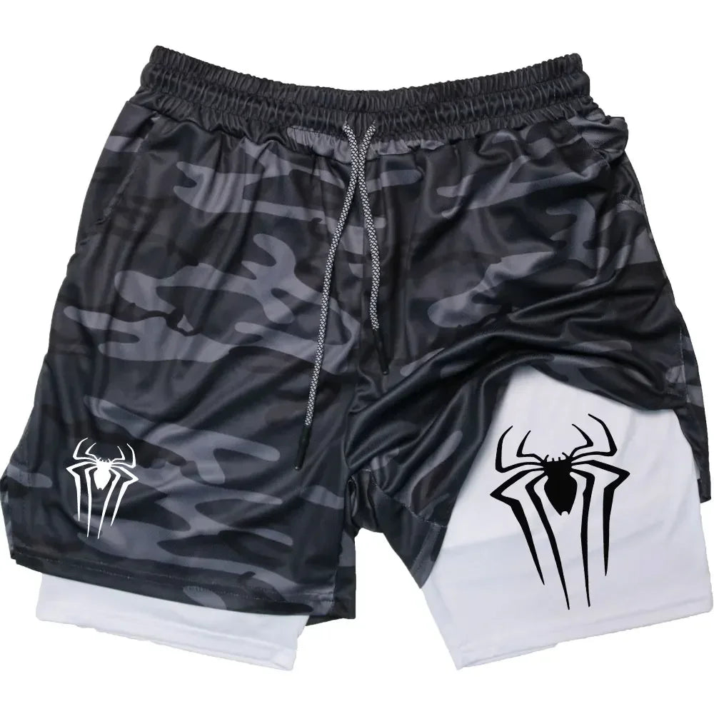 Men's  sports shorts,  spider print  compression shorts , informal, training, running, 2-in-1, Y2K order shipped directly Badiee Stylez