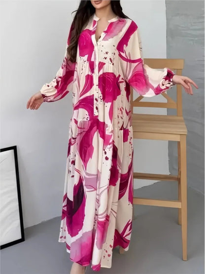 Printed Loose Long Shirt Women's Long-sleeved Dresses Spring Autumn New Fashion Spliced elegant Female Casual Robe Dresse 2025 Badiee Stylez